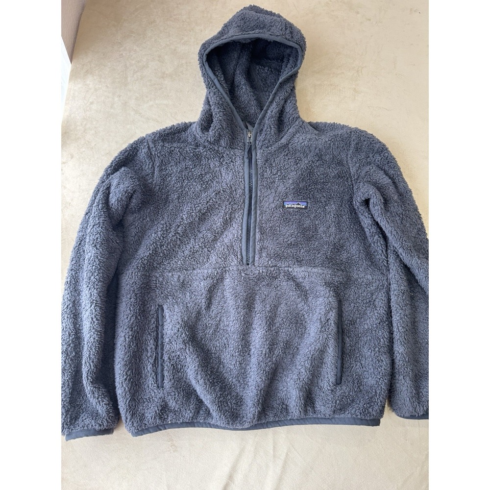 Patagonia Los Gatos Quarter Zip Hoodie Deep Pile Fleece Sweater Bluish Gray Sz S